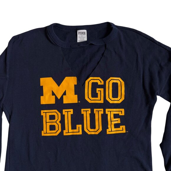 Pink by Victoria's Secret University of Michigan M GO BLUE Sweatshirt - Size XS - Picture 3 of 9